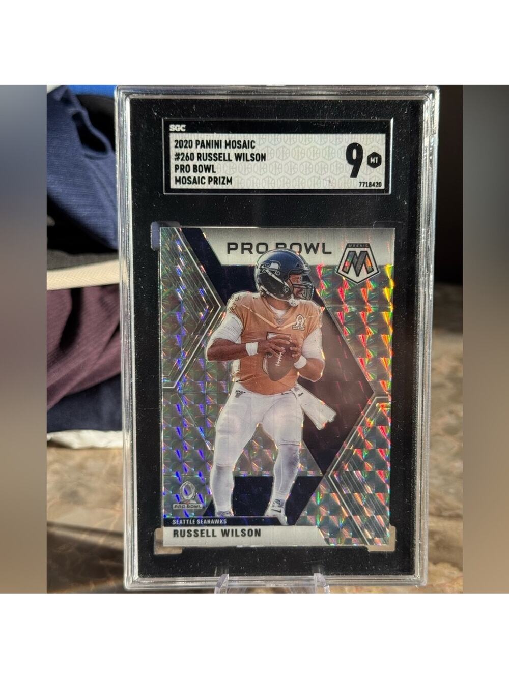 2020 Russell Wilson Panini Mosaic Silver Prizm Graded SGC 9. Pro bowl